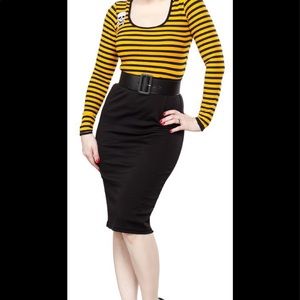 Deadly Dames Hotrod Honey Dress, mustard/black